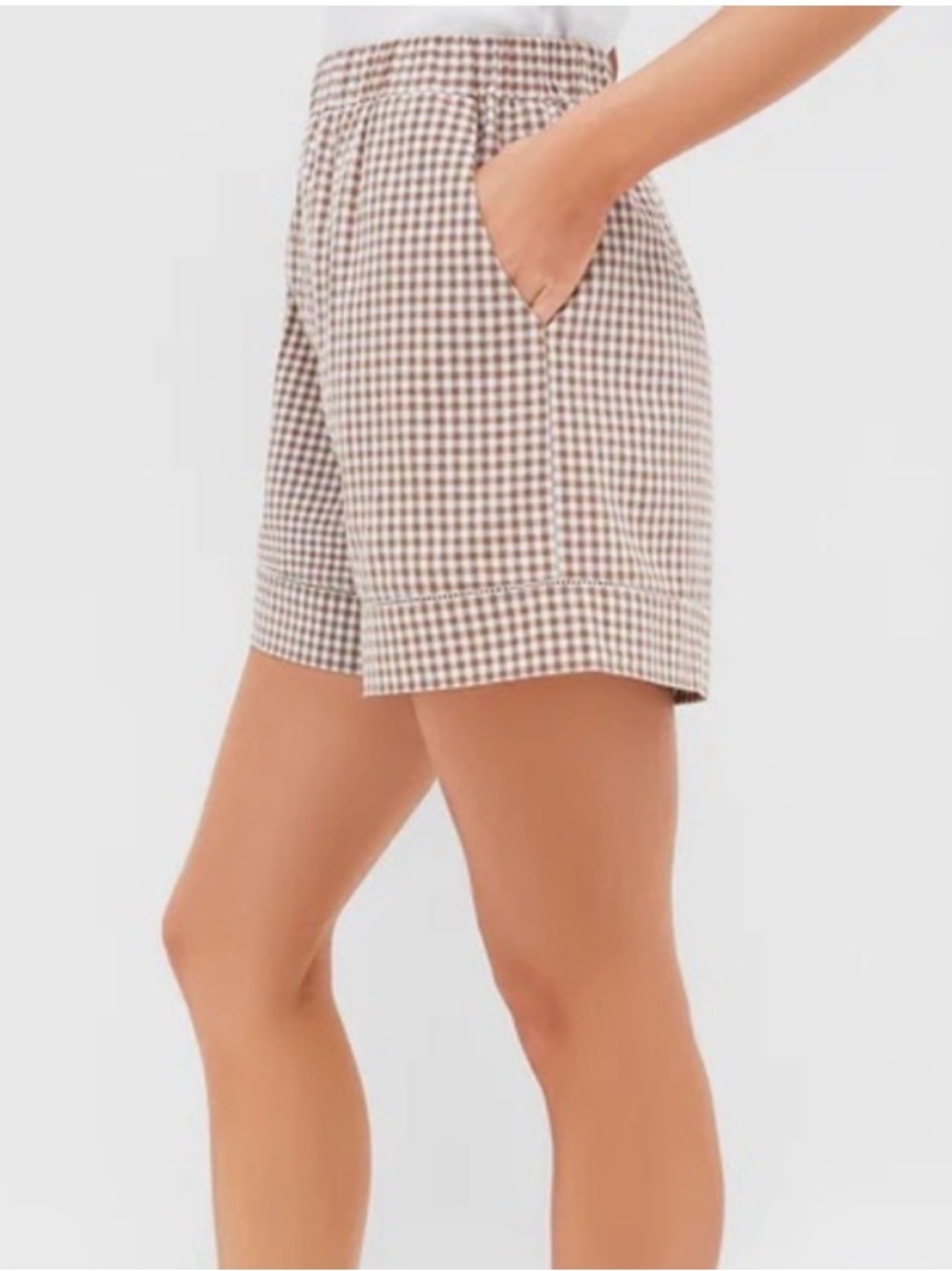 NWT Tuckernuck x Studio McGee Agusta Shorts in Mocha Cotton Gingham Size S - Picture 6 of 12